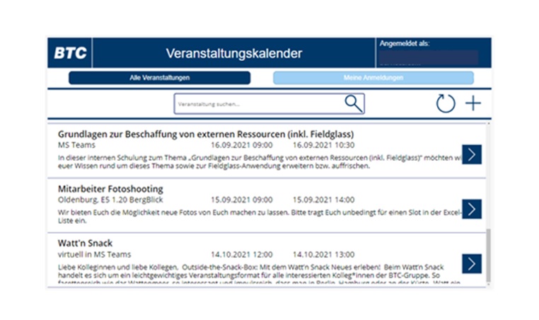 BTC-Veranstaltungen